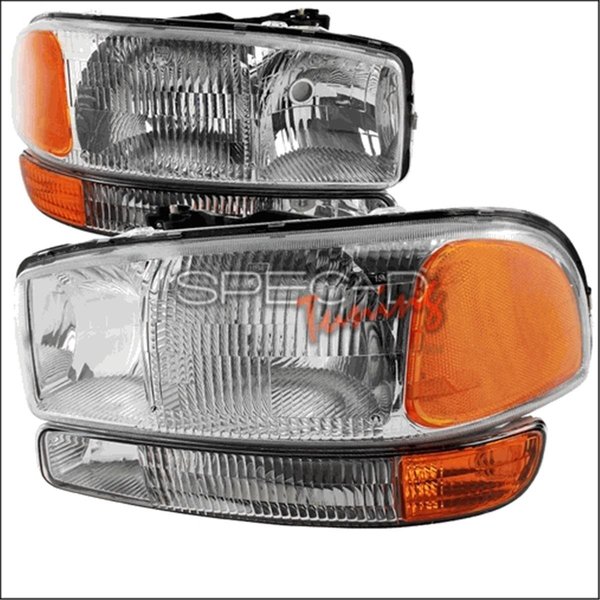 Overtime Chrome Euro Headlight with Bumper Light for 99 to 06 GMC Sierra, 17 x 10.5 x 19 in. OV1625059